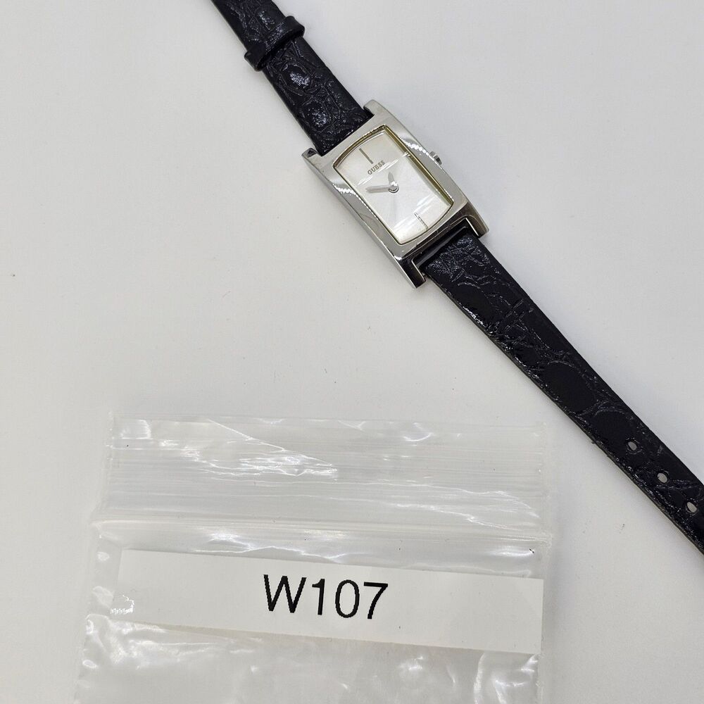 Guess Women's Watch 17MM Gray Case Gray Dial New Black Leather Bands New Battery - Picture 13 of 13